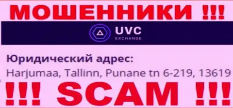 UVCExchange Com - это жульническая компания, которая прячется в офшорной зоне по адресу: Harjumaa, Tallinn, Punane tn 6-219, 13619