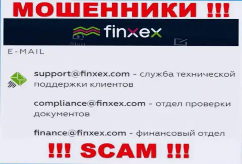 В разделе контактов internet жуликов Finxex Com, предоставлен именно этот е-майл для обратной связи