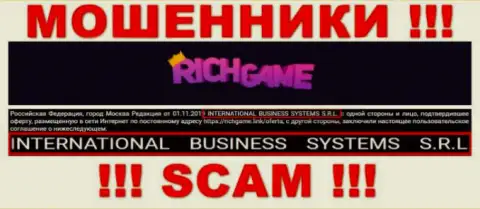 Контора, владеющая мошенниками Rich Game - это NTERNATIONAL BUSINESS SYSTEMS S.R.L.