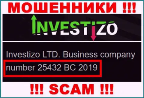 Investizo LTD internet ворюг Investizo зарегистрировано под этим номером - 25432 BC 2019
