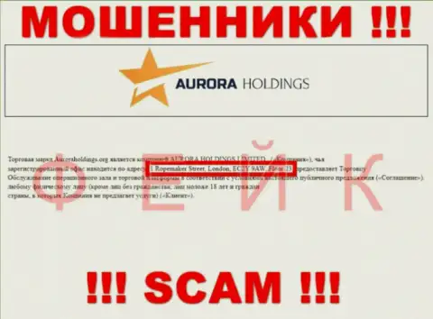Офшорный адрес компании AURORA HOLDINGS LIMITED фейк - ворюги !!!