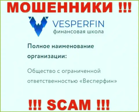 Инфа про юридическое лицо мошенников ВесперФин Ком - ООО Весперфин, не обезопасит Вас от их грязных лап