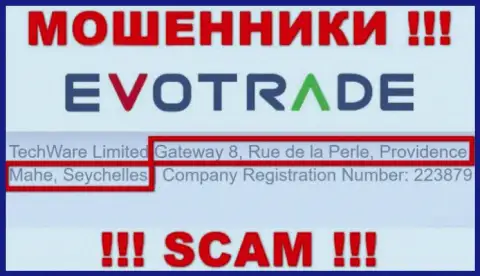 Из конторы EvoTrade Com забрать назад депозиты не выйдет - данные internet-мошенники скрылись в оффшоре: Gateway 8, Rue de la Perle, Providence, Mahe, Seychelles