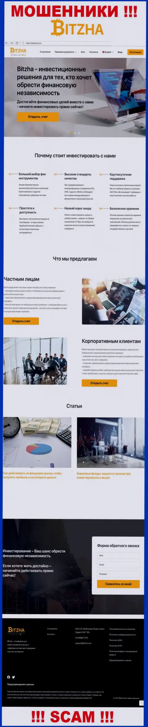 На официальном интернет-портале Bitzha 24 лохов разводят на денежные средства