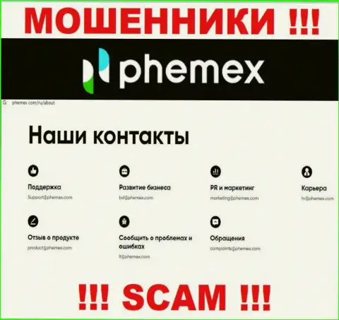 Не советуем связываться с мошенниками Пхемекс Лимитед через их электронный адрес, расположенный у них на web-ресурсе - ограбят