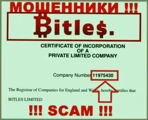 Номер регистрации internet-мошенников Битлес, с которыми не советуем работать - 11975430