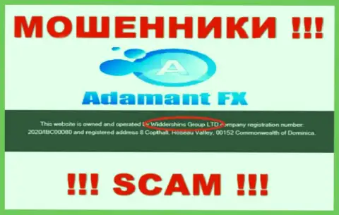 Данные о юр. лице AdamantFX Io у них на официальном web-сайте имеются - это Widdershins Group Ltd