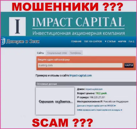Сайту компании Impact Capital уже больше пяти лет