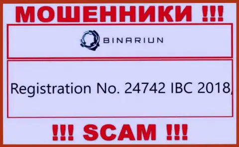 Номер регистрации конторы Binariun, которую стоит обойти десятой дорогой: 24742 IBC 2018