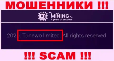Мошенники IQMining Com пишут, что именно Tunewo Limited руководит их лохотронным проектом