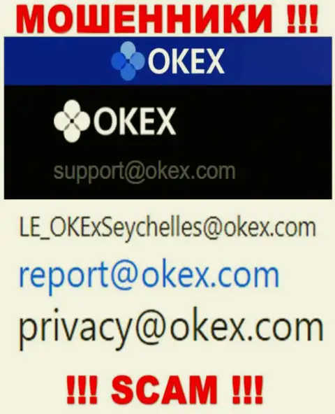 На web-портале мошенников ОКекс Ком предложен данный e-mail, на который писать письма весьма рискованно !!!