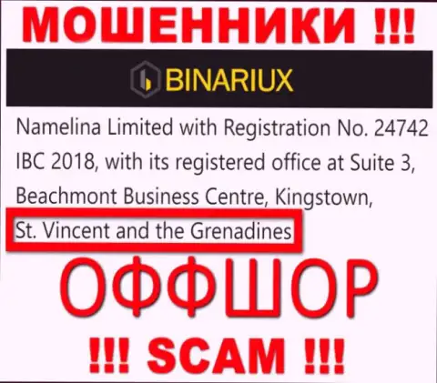 Binariux - это ЛОХОТРОНЩИКИ, которые зарегистрированы на территории - Сент-Винсент и Гренадины