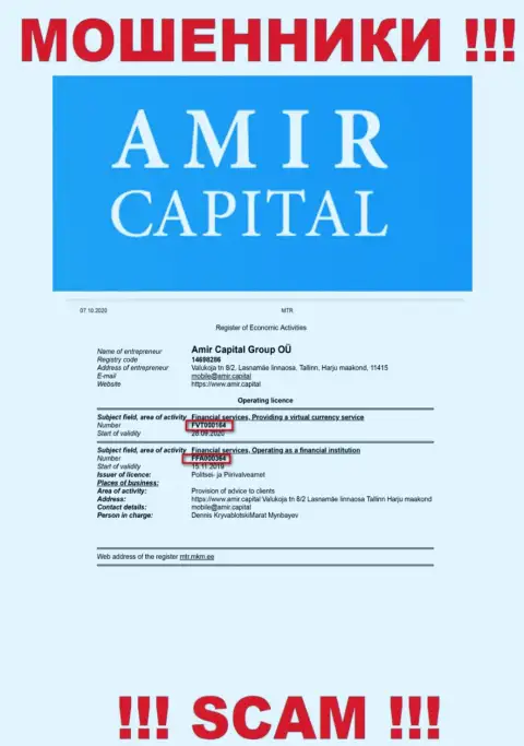 АмирКапитал показывают на web-ресурсе номер лицензии, невзирая на этот факт профессионально оставляют без денег клиентов