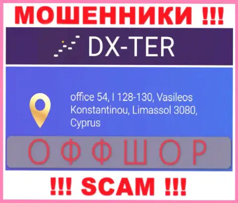 office 54, I 128-130, Vasileos Konstantinou, Limassol 3080, Cyprus - это официальный адрес конторы ДИксТер, находящийся в офшорной зоне