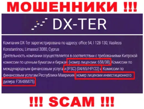 Вот этот лицензионный номер расположен на веб-сервисе мошенников DXTer