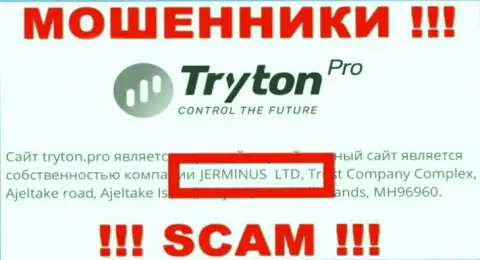 Информация о юр лице Тритон Про - им является компания Jerminus LTD