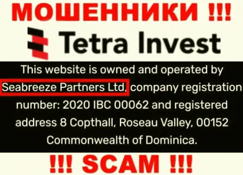 Юр лицом, владеющим internet жуликами ТетраИнвест, является Seabreeze Partners Ltd