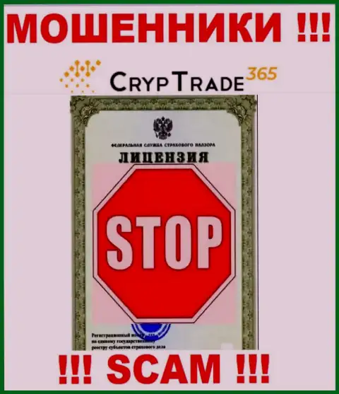 Деятельность Cryp Trade365 незаконна, поскольку этой конторы не выдали лицензию