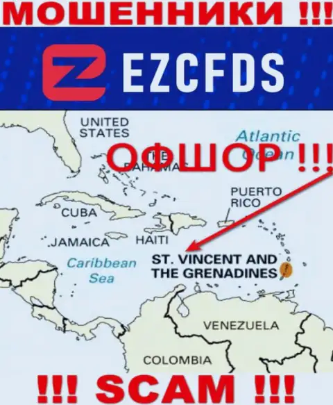 St. Vincent and the Grenadines - оффшорное место регистрации лохотронщиков EZCFDS, показанное у них на интернет-ресурсе