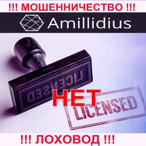 Лицензию на осуществление деятельности Амиллидиус Ком не имеет, поскольку мошенникам она не нужна, БУДЬТЕ КРАЙНЕ ВНИМАТЕЛЬНЫ !!!