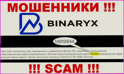 Binaryx Com не скрывают регистрационный номер: 14819844, да и зачем, разводить клиентов номер регистрации не мешает