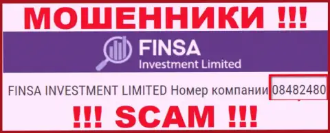 Как представлено на официальном сайте воров FinsaInvestment Limited: 08482480 - это их регистрационный номер