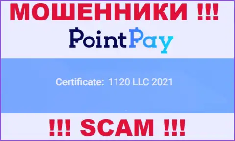 Номер регистрации Point Pay LLC, который размещен обманщиками на их сайте: 1120 LLC 2021