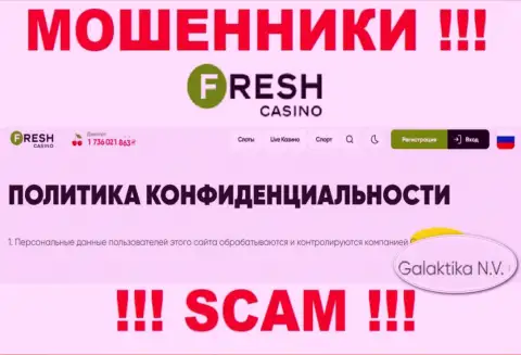 Юридическое лицо internet-мошенников Fresh Casino - это GALAKTIKA N.V