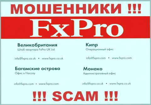Отправить письмо мошенникам FxPro Global Markets Ltd можно на их электронную почту, которая была найдена на их сайте