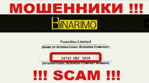Осторожнее ! Бинаримо Ком накалывают !!! Регистрационный номер этой компании - 24742 IBC 2018