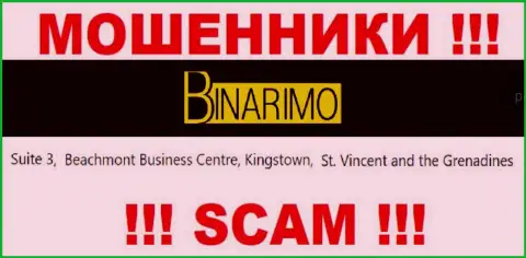 Binarimo - это интернет-шулера ! Пустили корни в оффшорной зоне по адресу Сьюит 3, Бичмонт Бизнес Центр, Кингстаун, Сент-Винсент и Гренадины и отжимают денежные вложения реальных клиентов