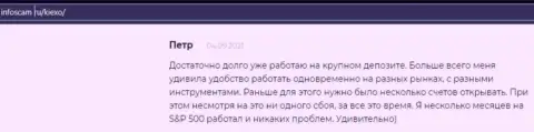 Еще один правдивый отзыв биржевого трейдера ФОРЕКС организации Киексо на сайте infoscam ru
