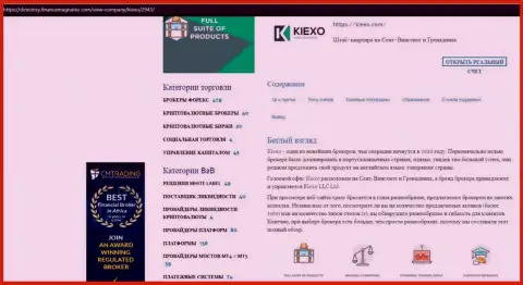Материал об услугах Форекс организации KIEXO, представленный на веб-сервисе директори финансмагнатес Ком