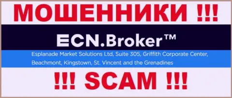 Жульническая контора ECN Broker находится в офшорной зоне по адресу Сьюит 305, Корпоративный центр Гриффита, Бичмонт, Кингстаун, Сент-Винсент и Гренадины, будьте очень внимательны