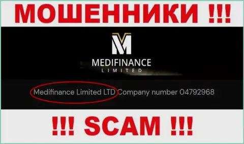 MediFinance как будто бы управляет организация Medifinance Limited LTD
