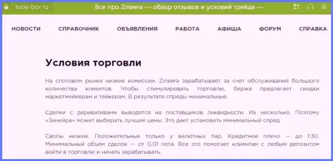 Ещё одна информационная публикация об условиях для совершения сделок организации Zinnera, представленная на интернет-портале Tvoy Bor Ru